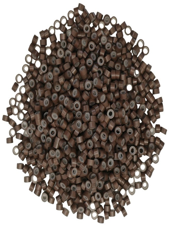 AYIBO 1000Pcs MicroLink Beads for Hair Extensions, 5mm Silicone Lined Beads Microlink Rings Hair Extensions Tool, Brown - Image 1